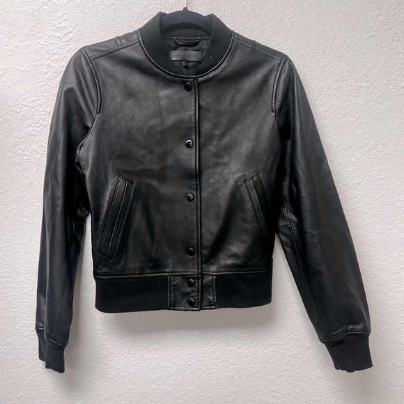 Rag and Bone Cooper Lambskin Leather Bomber Jacket in Black - Picture 2 of 6